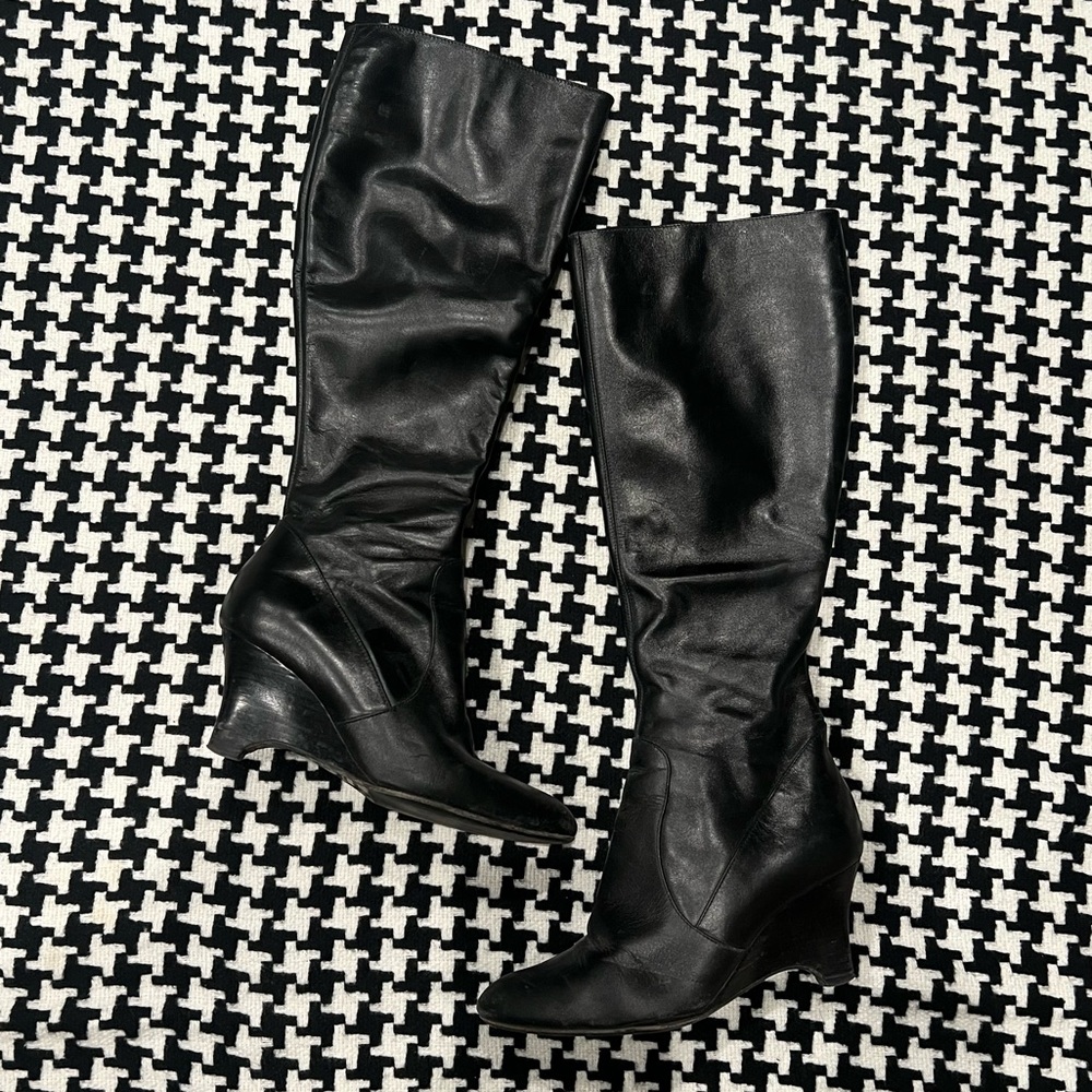 Bruno Magli Linnea Black Heeled wedge boot. Size 36. Made in Italy.